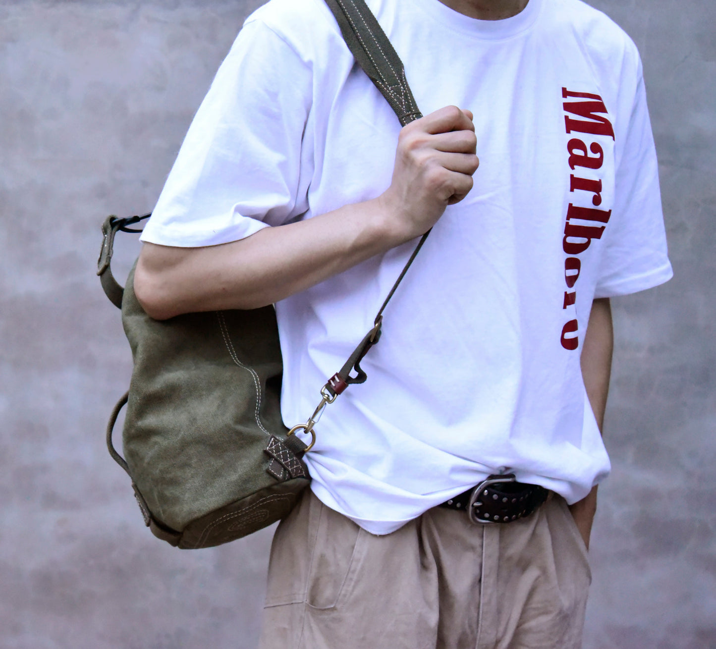 حقيبة كتف واحدة قماش سميك صناعة ثقيلة للرجال، حقيبة كروس عتيقة، حقيبة كاجوال، حقيبة صدر بنمط عسكري 8453