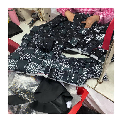 Nylon Paisley Print Down Vest – High-Neck Zip Padded Unisex – Vests | japanese streetwear | vintage workwear | unisex | Yamalinclothes