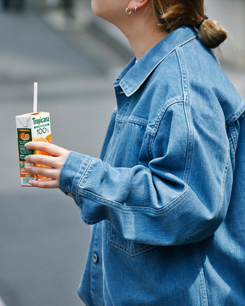 Single Pocket Short Denim Jacket – Loose Unisex Casual Streetwear