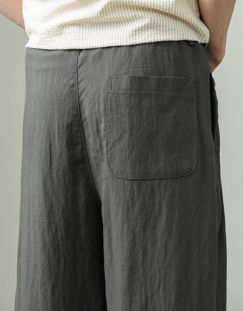 Draped Lyocell Wide Leg Pants – Loose Straight Tencel Linen Summer Ice Silk Slacks for Men – Japanese vintage | yamalin clothes | Yamalinclothes