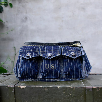 Washed Canvas Distressed Fanny Pack – Vintage 3-Way Chest Crossbody Unisex – Bags | japanese streetwear | vintage workwear | unisex | Yamalinclothes