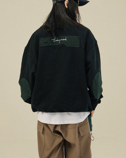 Contrast Crewneck Monogram Embroidery Sweatshirt – Loose Unisex Casual Pullover – Japanese vintage | yamalin clothes | Yamalinclothes