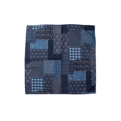 Indigo Paisley Patchwork Bandana – Vintage Cotton Square Scarf