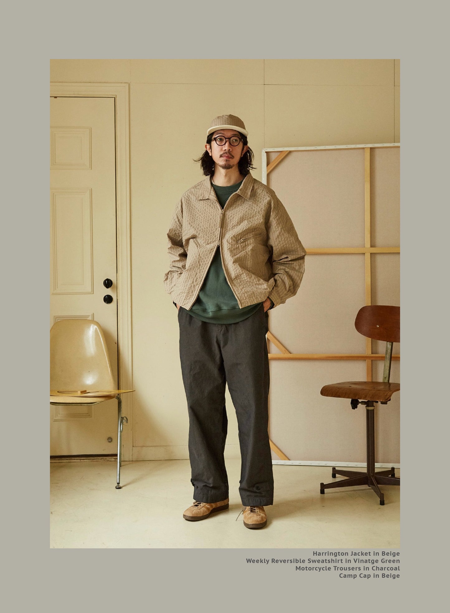 FW24 Vintage Harrington Jacquard Jacket - Yamalin Plaid Texture Memory Fabric Lapel Jacket