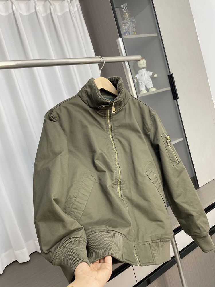 Fleece-Lined Stand-Collar Cargo Jacket – American Vintage Thickened Unisex – Japanese vintage | fall outfits 2026 | fall winter outfits | classy winter outfits | lazy comfy outfits | japanese streetwear | vintage workwear | yamalin clothes | Yamalinclothes