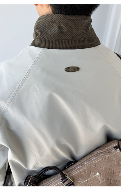 Patchwork Stand-Collar Cargo Jacket – Adjustable Lapel Oversized – Japanese vintage | fall outfits 2026 | fall winter outfits | classy winter outfits | lazy comfy outfits | japanese streetwear | vintage workwear | yamalin clothes | Yamalinclothes