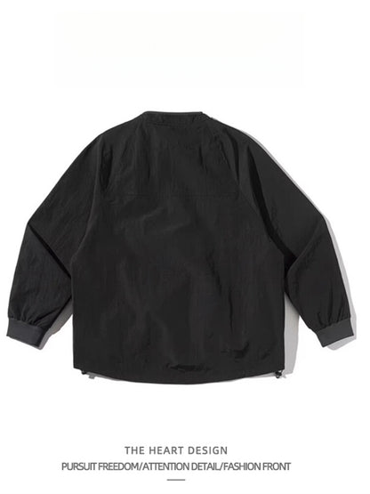 Mountain-Style Functional Windbreaker Jacket – Retro Loose-Fit with Pockets & Patchwork