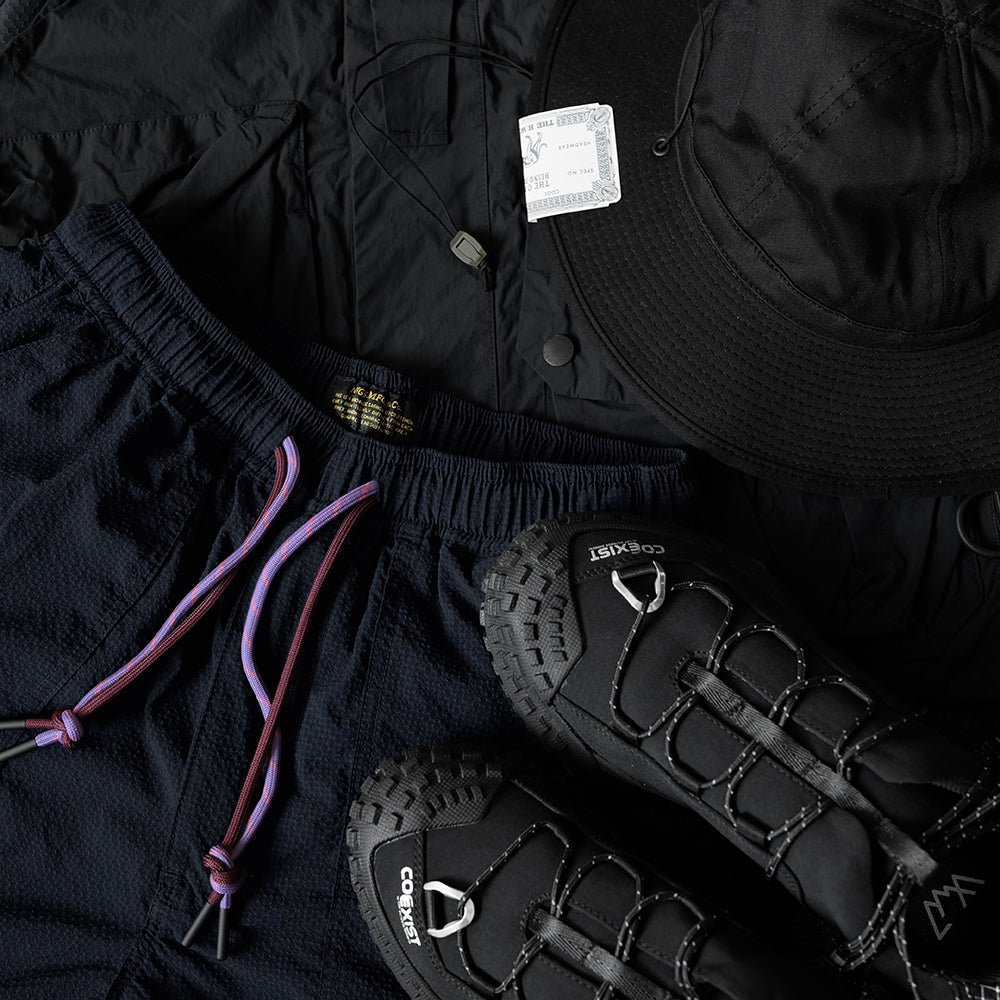 Japanese Navy Blue Seersucker Waist Strap Shorts Breathable Quick-Drying Loose Mountain Simple