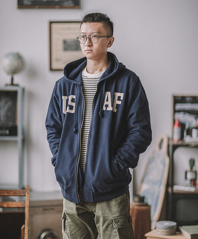 Heavy Zip Hoodie – American Retro Military Print Workwear Thickened Unisex – hoodie | japanese streetwear | vintage workwear | unisex | Yamalinclothes
