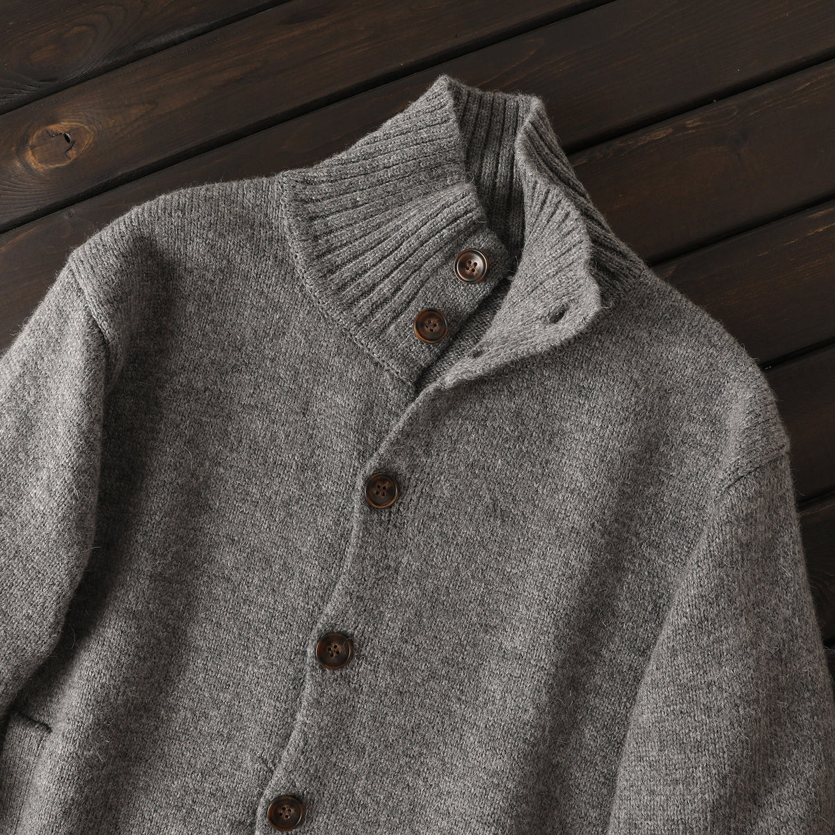 Alpaca Wool Blend Stand-Collar Knit Cardigan – Thickened Oversized Unisex