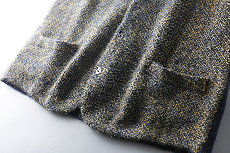 Heavy goods Italian order! Mohair + wool autumn and winter men's knitted cardigan sweater vest