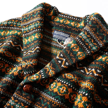 Nordic Fair Isle Knit Cardigan – Wool Blend Jacquard Men – Japanese vintage | yamalin clothes | Yamalinclothes