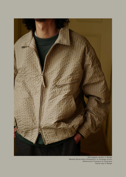 FW24 Vintage Harrington Jacquard Jacket - Yamalin Plaid Texture Memory Fabric Lapel Jacket