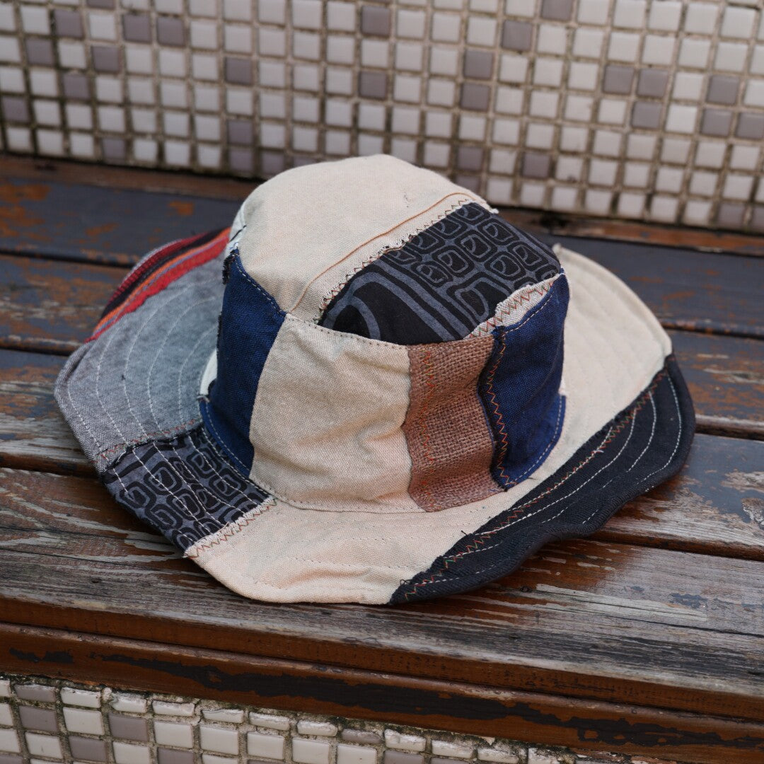 Handmade Patchwork Bucket Hat – Hemp Cotton Foldable Unisex Sun Hat