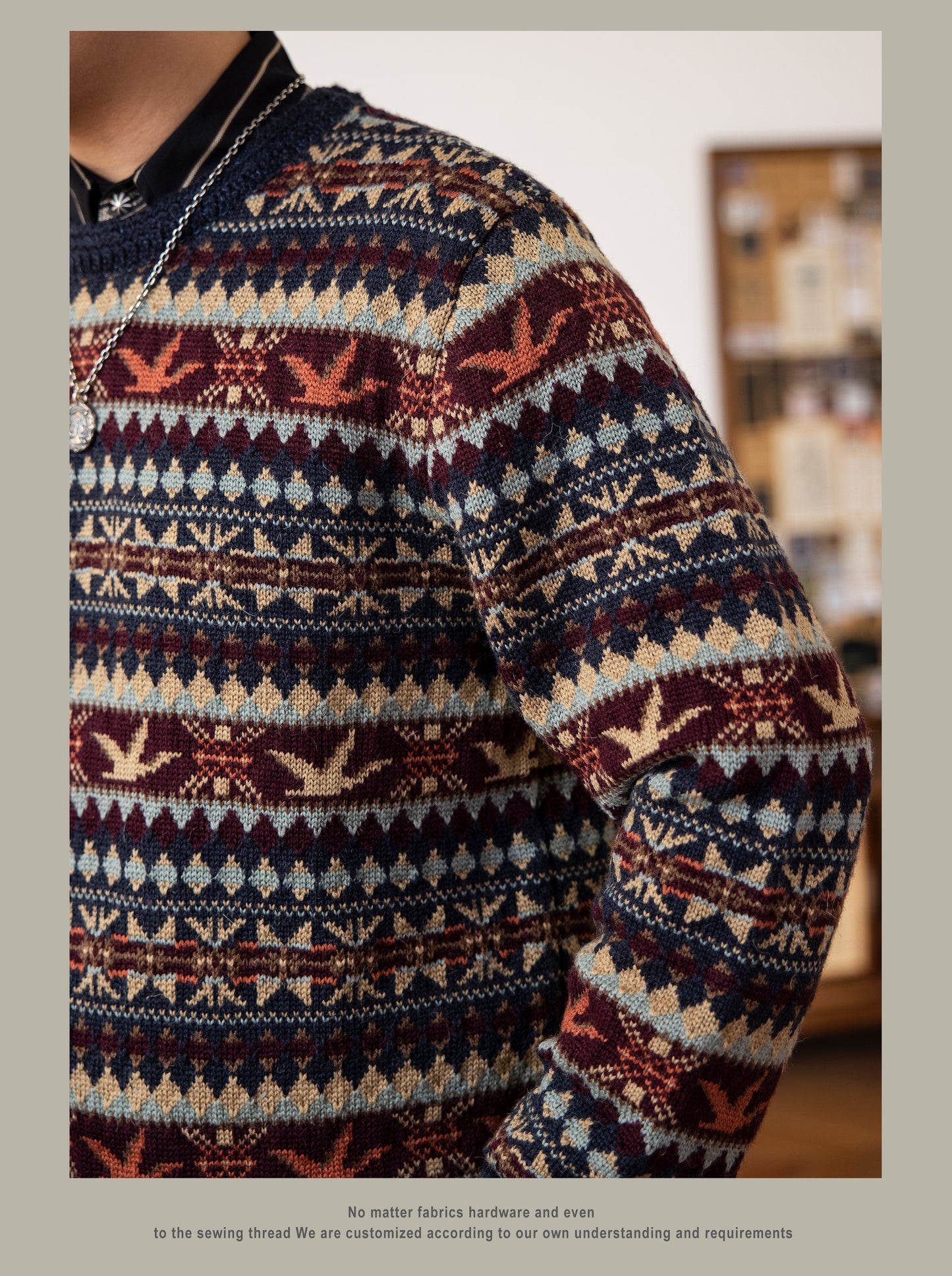 Vintage Neutral Waffle-Knit Long Sleeve Shirt – Spring/Autumn Unisex Casual