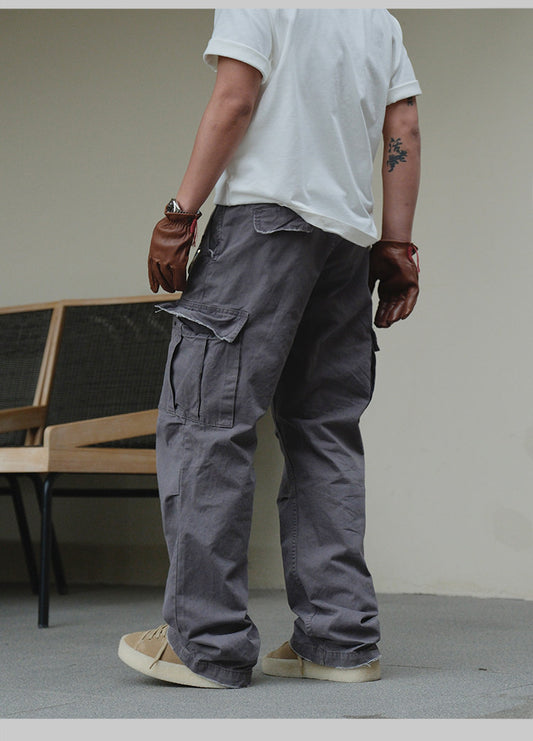 Washed Straight-Leg Cargo Pants – Heavyweight Vintage – Pants | japanese streetwear | vintage workwear | unisex | Yamalinclothes