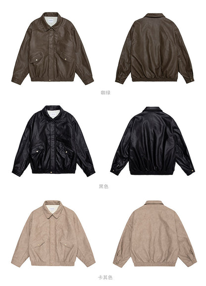 Japanese PU Leather Fleece-Lined Jacket – Men's Oversized Winter Coat – Japanese vintage | yamalin clothes | Yamalinclothes