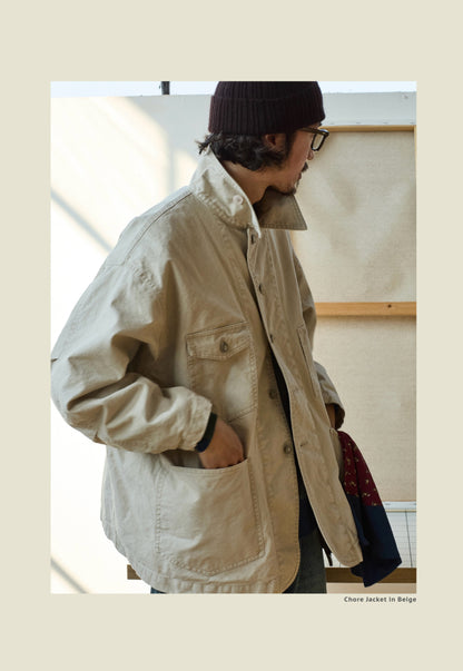 Chore Jacket - Yamalin Classic Heavy Wash French Workwear Cargo Jacket