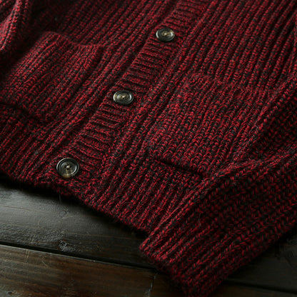 Wool Stand-Collar Knit Cardigan – Thickened Oversized Unisex