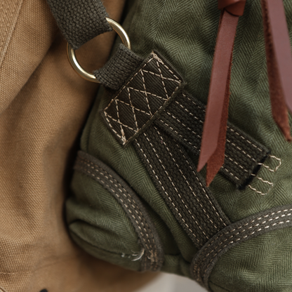 Vintage Canvas Backpack – 20oz Heavyweight Leather Trim