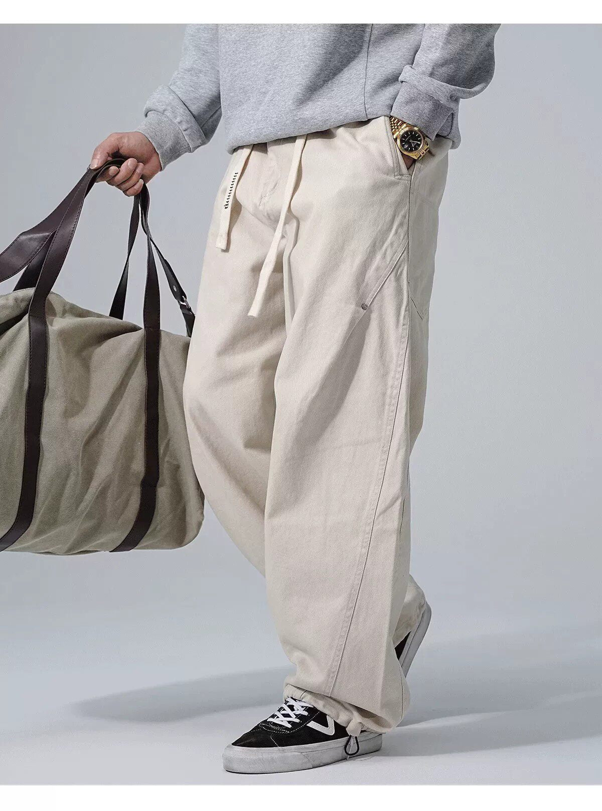 Cotton Baggy Pants – Drawstring Waist & Relaxed Leg
