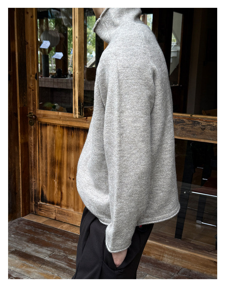 560G Turtleneck Drop Shoulder Sweater – Warm Loose Unisex