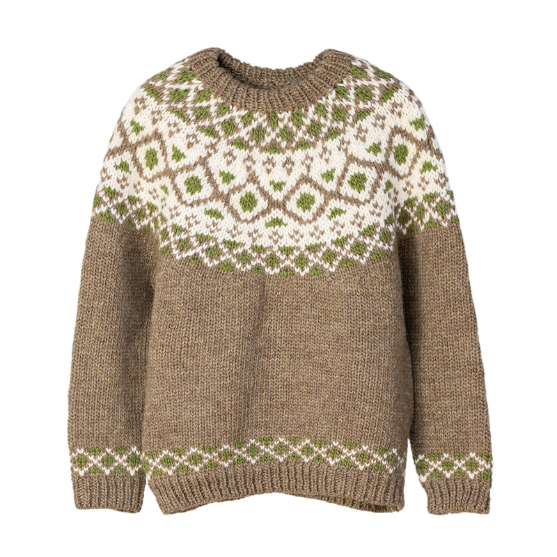 Handmade Iceland Sweater for Women Pullover Light Brown Thick Loose Nordic Retro Wide Knit College Style Travel Photography Niche