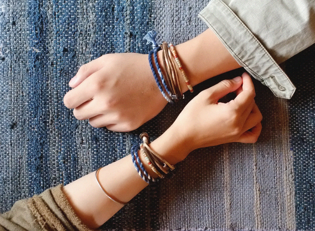 Original Natural Brown Series Shoushan Stone Niche Personality Couple Bracelets Brass Artistic Bracelets