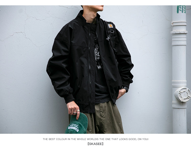 Men's American Style Waterproof Coach Jacket - Trendy Stand Collar Outdoor Windbreaker