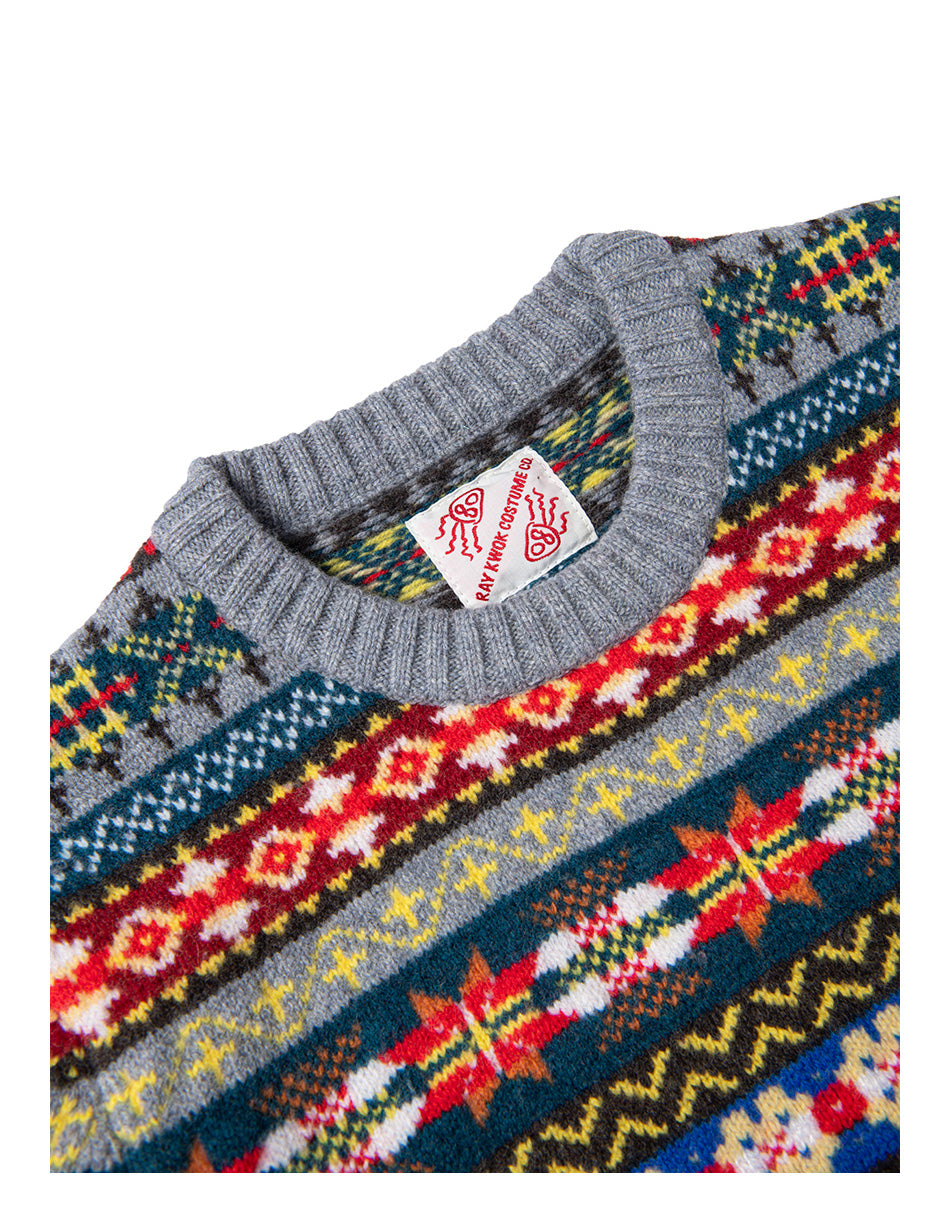 Fair Isle Merino Wool Crew Neck Sweater – Vintage British Retro (Unisex)