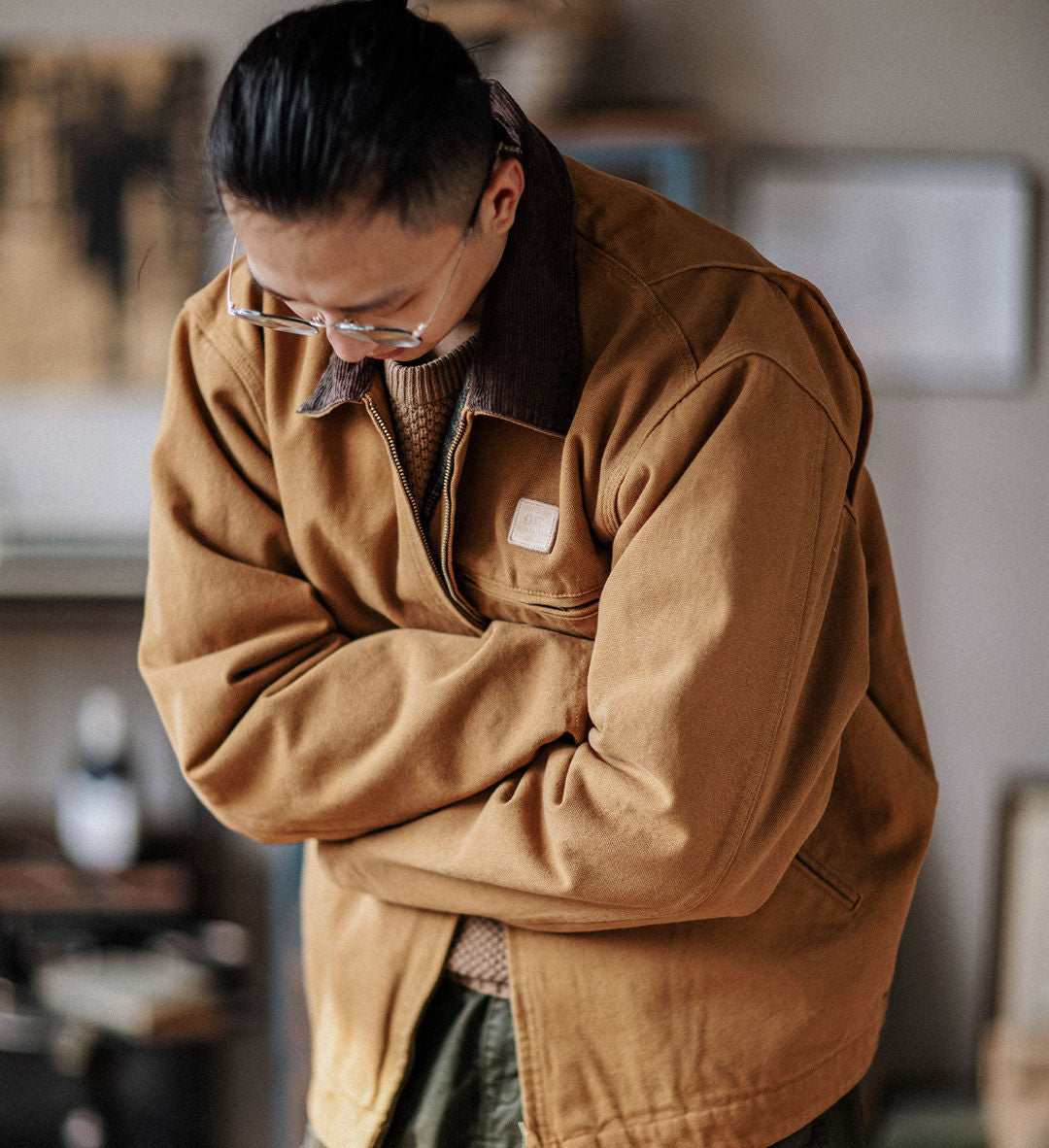 Indigo Heavy Wash Canvas Detroit Cargo Jacket – American Vintage Distressed Unisex – Coats Jackets | japanese streetwear | vintage workwear | unisex | Yamalinclothes