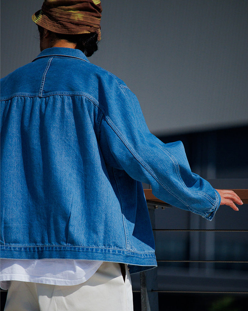 Single Pocket Short Denim Jacket – Loose Unisex Casual Streetwear