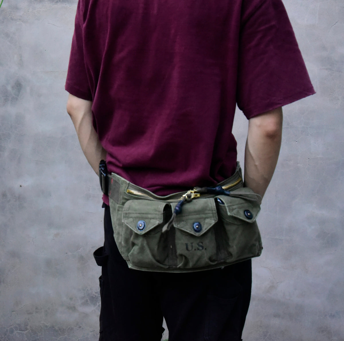 Washed Canvas Distressed Fanny Pack – Vintage 3-Way Chest Crossbody Unisex – Bags | japanese streetwear | vintage workwear | unisex | Yamalinclothes