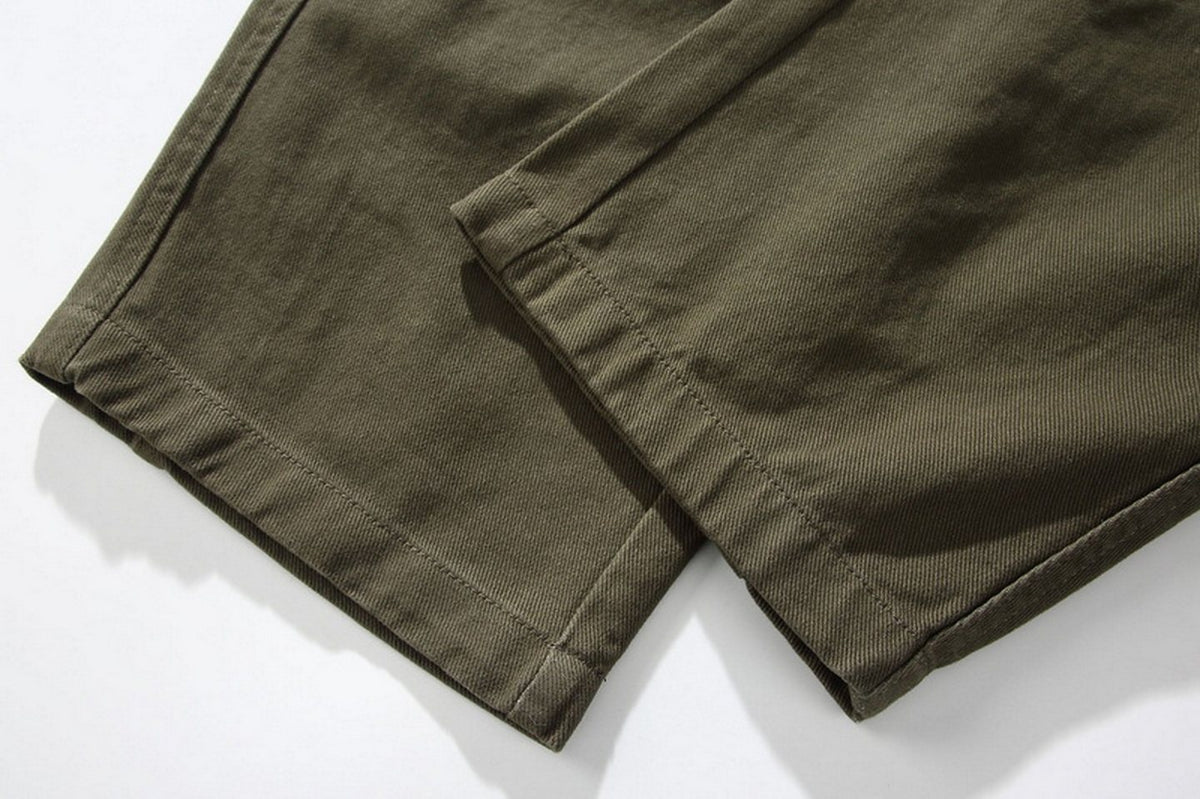 Cotton Cargo Pants – Washed Twill & Drawstring Waist