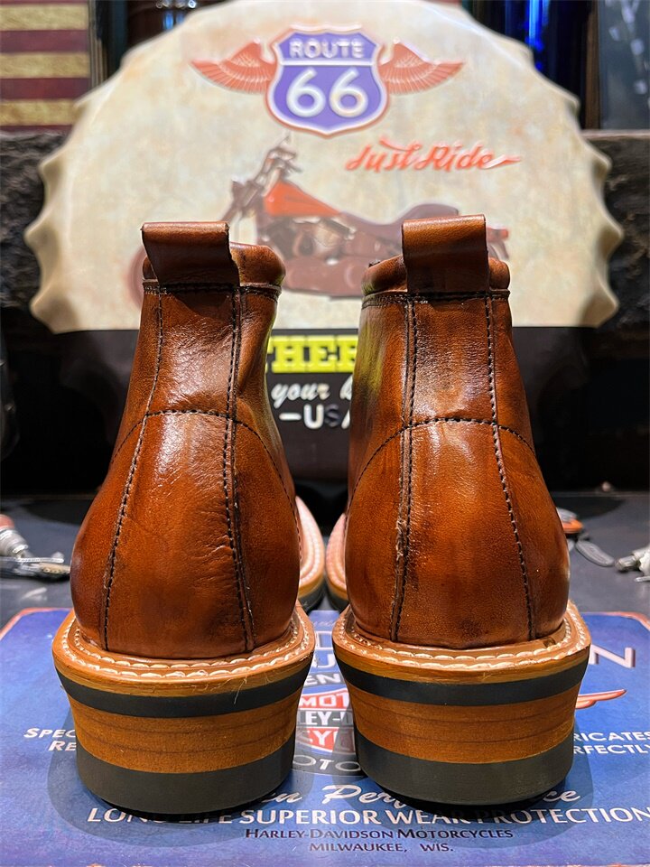 Vintage Cowhide Workwear Ankle Boots – Men's Motorcycle Riding Boots