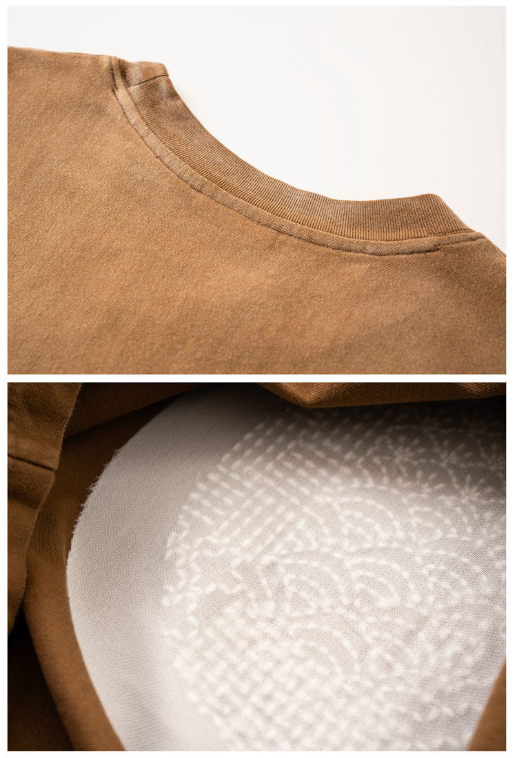 Cotton T-Shirt – Gradient Wash & Sashiko Embroidery | Yamalinclothes