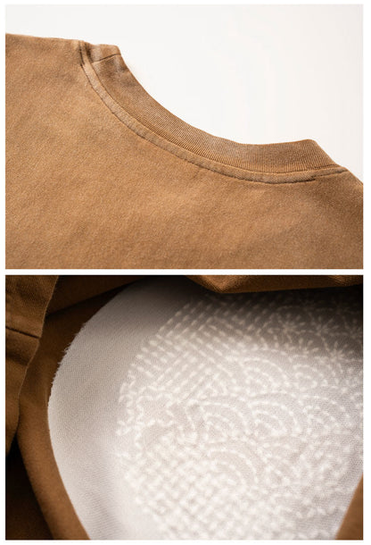 Cotton T-Shirt – Gradient Wash & Sashiko Embroidery | Yamalinclothes