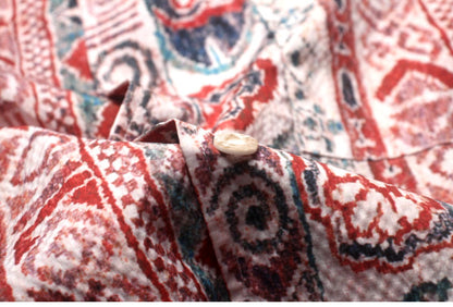 Seersucker Cuban Collar Printed Shirt – Men's Vintage Beach Short Sleeve