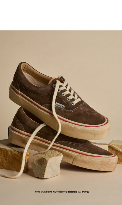 men's and women's washed suede canvas shoes platform vulcanized shoes vintage Japanese breathable board shoes 2026 spring/summer
