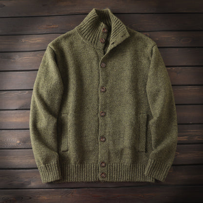 Alpaca Wool Blend Stand-Collar Knit Cardigan – Thickened Oversized Unisex