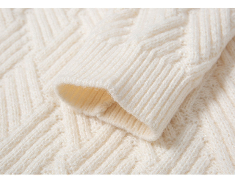 Chunky Twist Knit Sweater – Fleece-Lined Thickened Pullover Unisex Winter Knitwear – Japanese vintage | yamalin clothes | Yamalinclothes