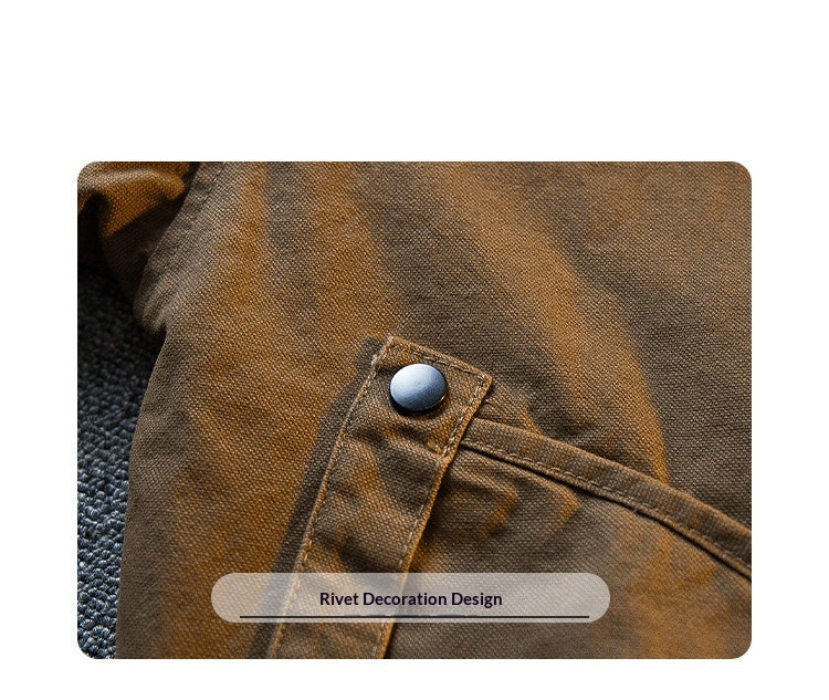Vintage Washed Detroit Shooting Jacket – Pure Cotton Unisex Spring Autumn