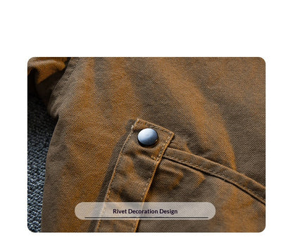 Vintage Washed Detroit Shooting Jacket – Pure Cotton Unisex Spring Autumn