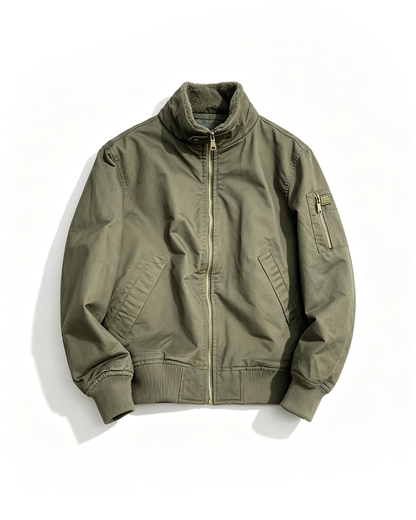 Fleece-Lined Stand-Collar Cargo Jacket – American Vintage Thickened Unisex – Japanese vintage | fall outfits 2026 | fall winter outfits | classy winter outfits | lazy comfy outfits | japanese streetwear | vintage workwear | yamalin clothes | Yamalinclothes