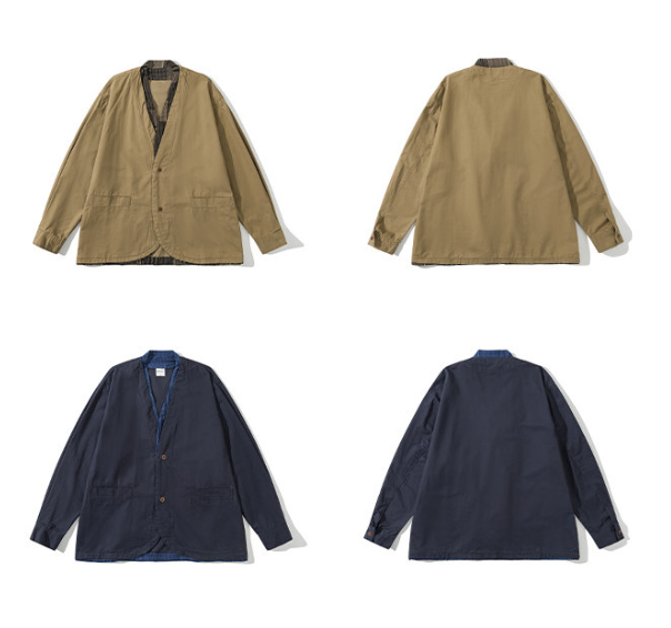 Retro Color-Block Patchwork Jacket – Deconstructed Chinese Style Workwear Blazer for Men – Japanese vintage | yamalin clothes | Yamalinclothes