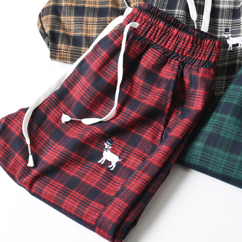 Japanese style retro plaid casual pants, spring/summer thin plaid straight leg tapered harem pants/sports pants – Japanese vintage | yamalin clothes | Yamalinclothes