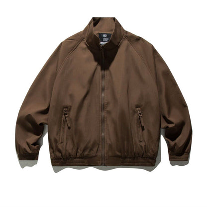 Vintage Stand Collar Cargo Jacket – Unisex Raglan Zip