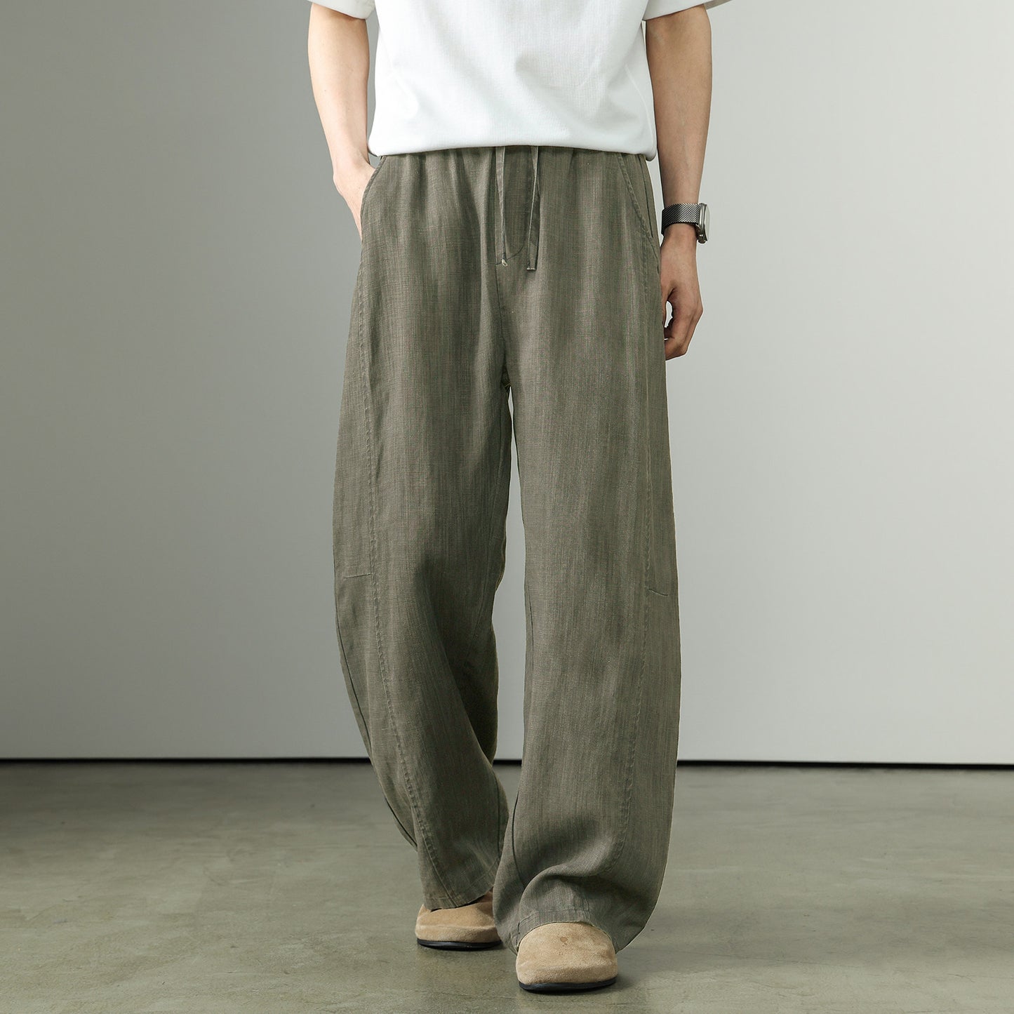 Premium Tencel Linen Wide Leg Pants – Loose Straight Lyocell Breathable Summer Slacks for Men | Japanese vintage | yamalin clothes | Yamalinclothes