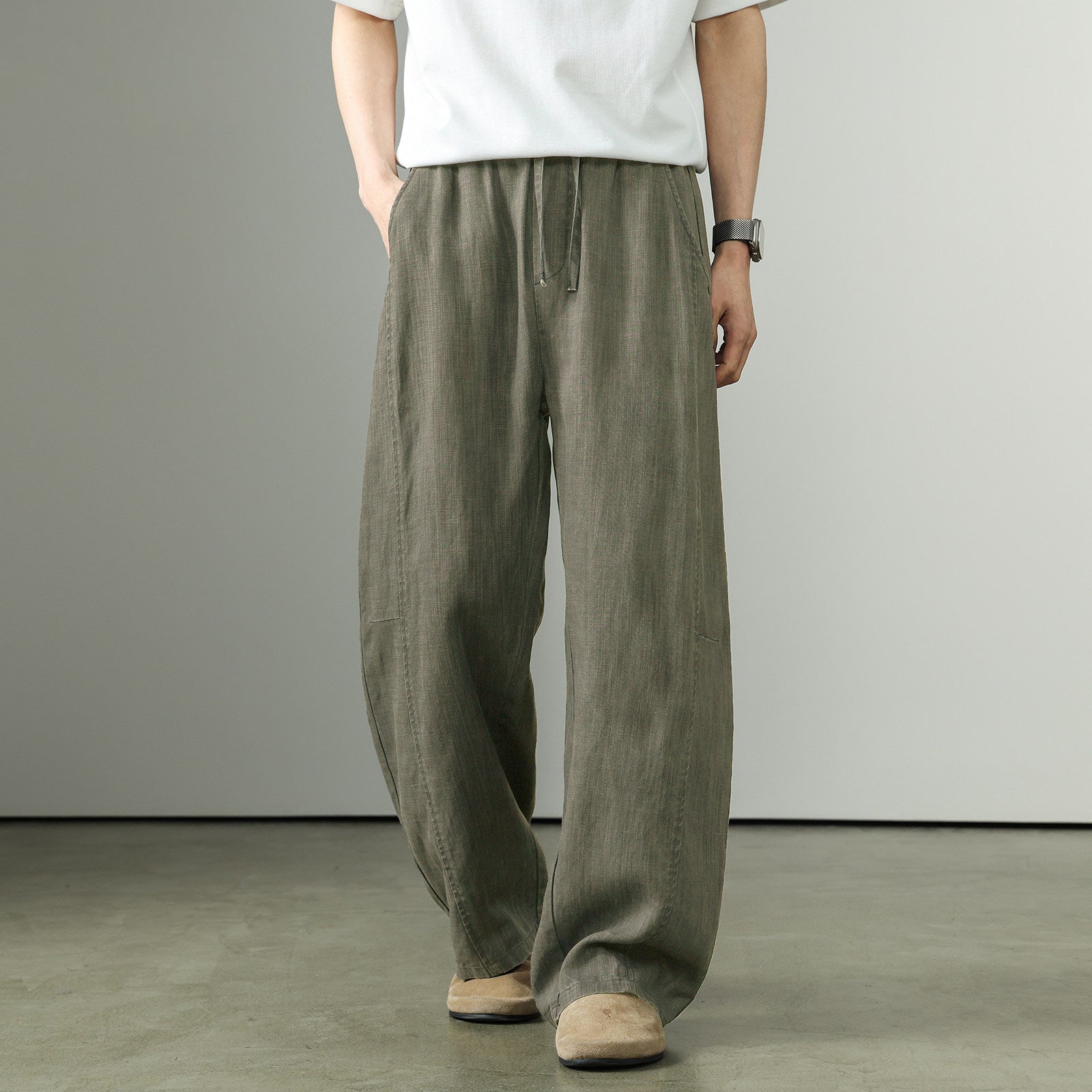 Premium Tencel Linen Wide Leg Pants – Loose Straight Lyocell Breathable Summer Slacks for Men | Japanese vintage | yamalin clothes | Yamalinclothes