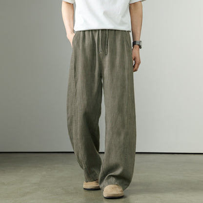 Premium Tencel Linen Wide Leg Pants – Loose Straight Lyocell Breathable Summer Slacks for Men | Japanese vintage | yamalin clothes | Yamalinclothes